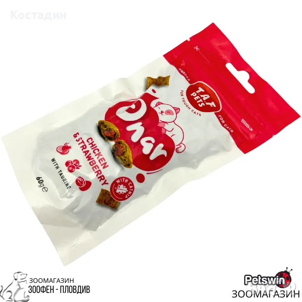 Допълваща Храна/Лакомство за Котки - 60гр. - Chicken&Strawberry - с Таурин - T.A.F Pets, снимка 1