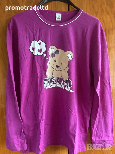 Български дамски пижами трико с дълъг ръкав и панталон, снимка 1