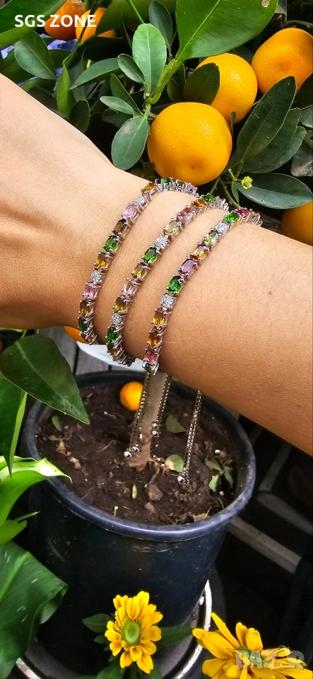 ГРИВНА ОТ СРЕБРО С МНОГОЦВЕТЕН ТУРМАЛИН, снимка 1