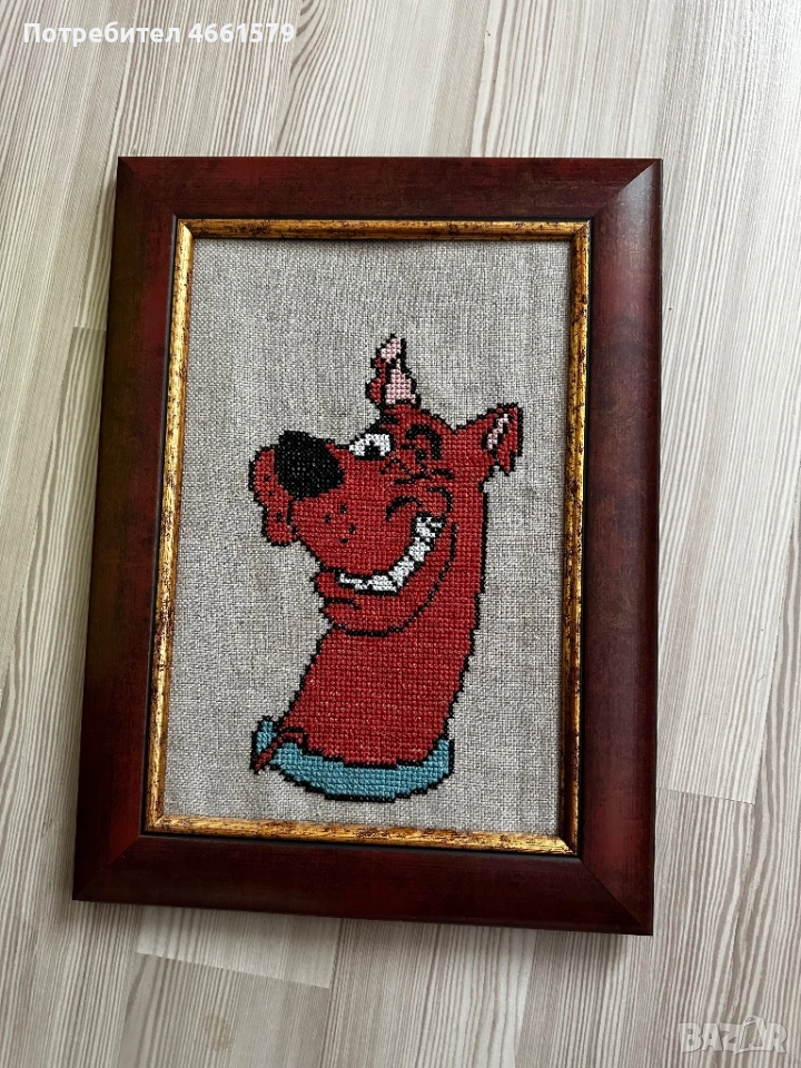 Ръчно плетена картина в рамка Скуби-Ду, снимка 1