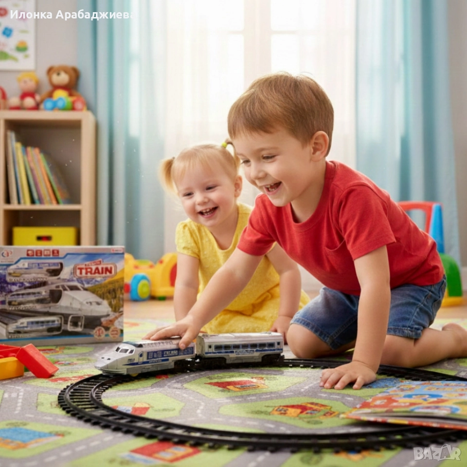 Влакче с релси, звуци и светлини – впечатляващ подарък за Коледа и празниците, снимка 1