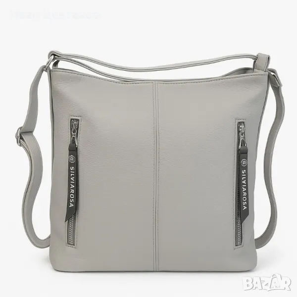 Стилна дамска чанта с предни джобове и минималистичен дизайн, снимка 1