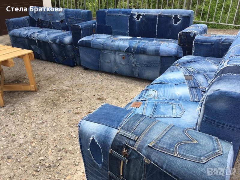 Дънкови дивани / Ръчно изработени дамаски , снимка 1