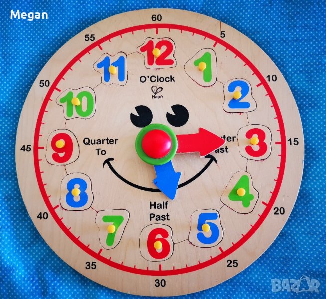 Весел детски часовник от дърво, снимка 1