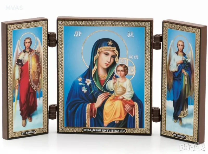 Нова Икона на Богородица Неувяхващ цвят Триптих за Любов и Здраве, снимка 1
