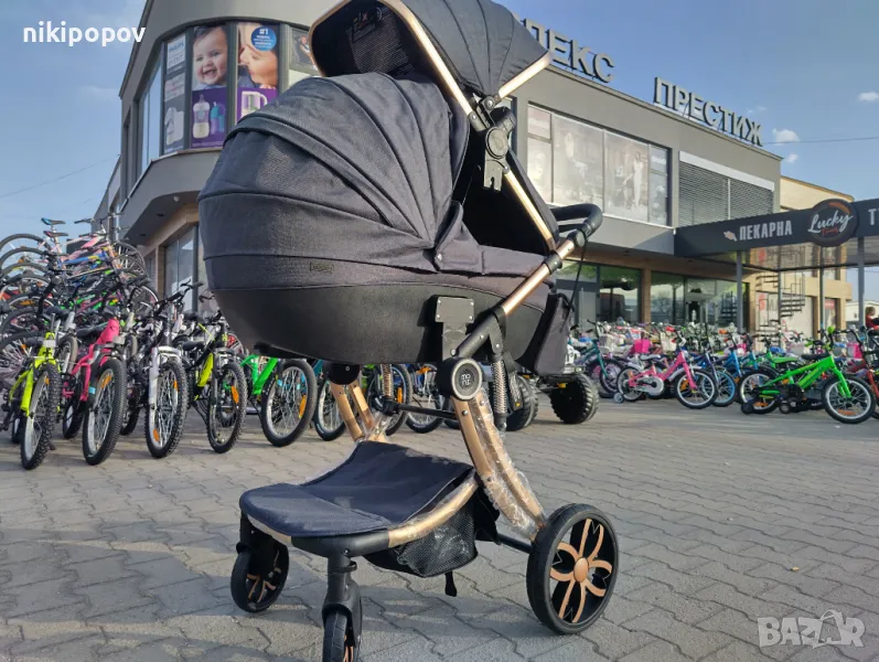 MONI Комбинирана детска количка 2 в 1 POLLY черен, снимка 1