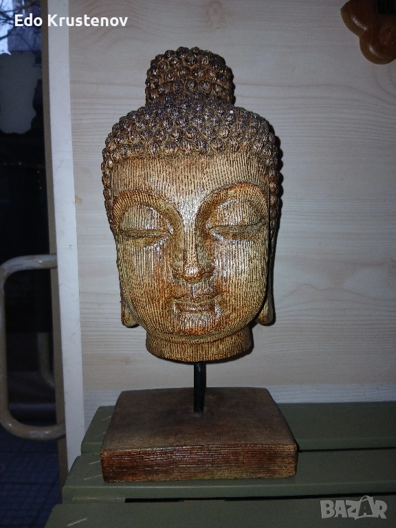 Дървена статуетка глава на Буда , снимка 1