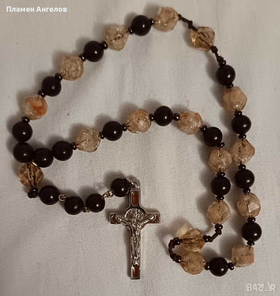 Медальон, висулка, Кръст с мъниста, снимка 1