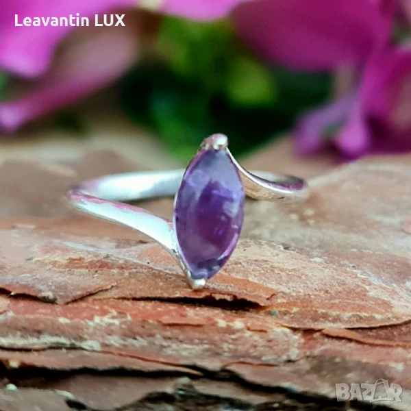 💜Пръстен „Виолетова хармония“ – Сребро 925 и Аметист - 5858, снимка 1