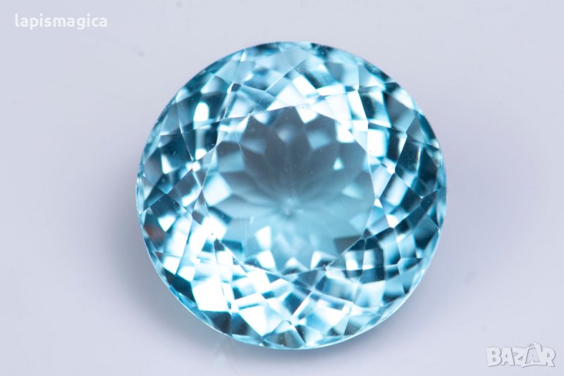 Голям син топаз 12.09ct 13.5mm VVS кръгла шлифовка, снимка 1