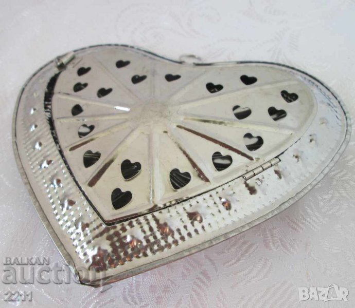 Кутии: Голямо Метално сърце, кутия, украса, буре, ковчеже, керамика, снимка 1