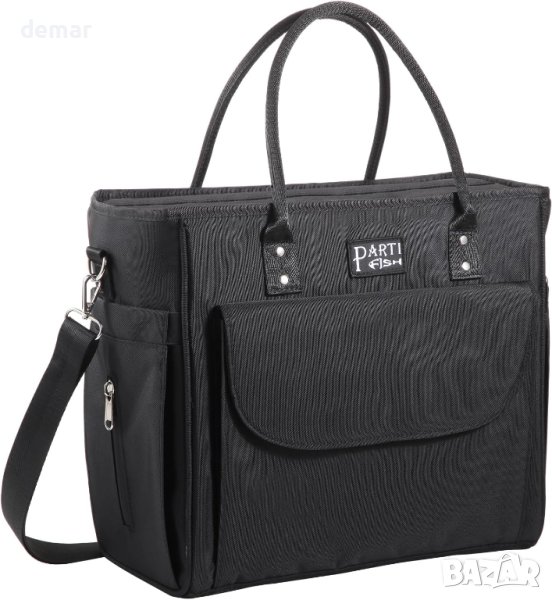 Дамска чанта с херметично хладилно отделение 16,8 л за пазар, пикник, обяд, черна, снимка 1