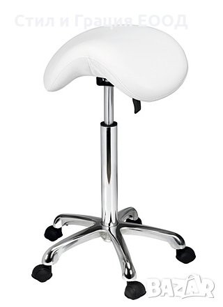 *Козметичен/фризьорски стол - табуретка Organic 59/78 см - бяла-черна - сива, снимка 1