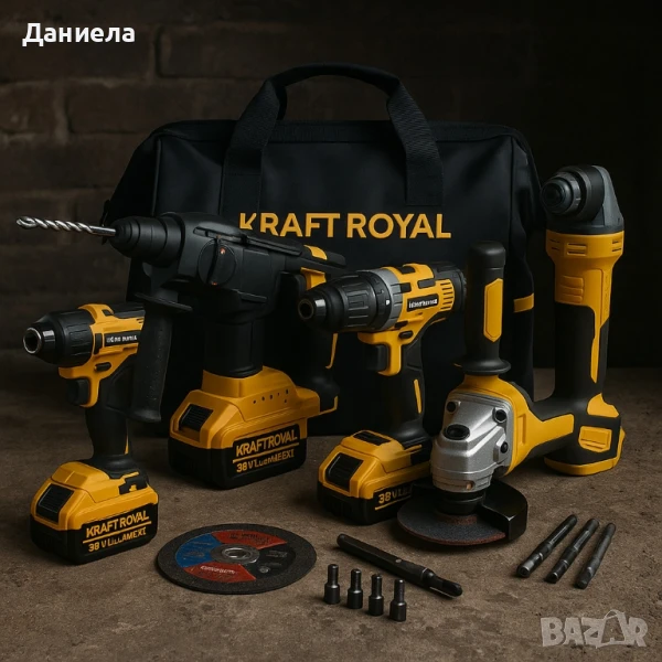 Комплект 4 в 1 – Перфоратор, Ъглошлайф, Гайковерт И Винтоверт, снимка 1