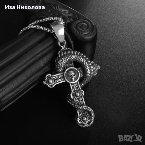 Медальон кръст със змей, снимка 1