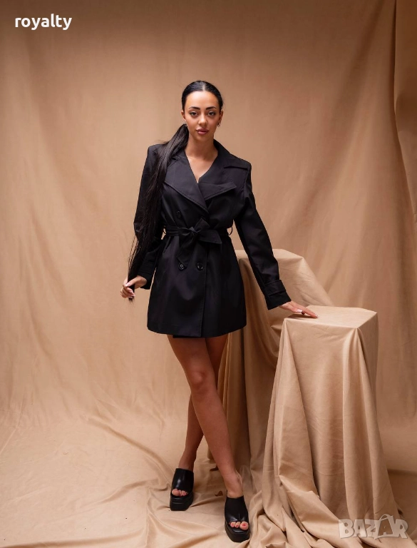 Елегантно Черно Дамско Палто , снимка 1