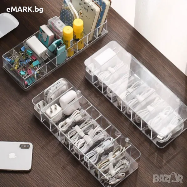 Прозрачна кутия органайзер с 7 или 8 отделения за различни предмети, снимка 1