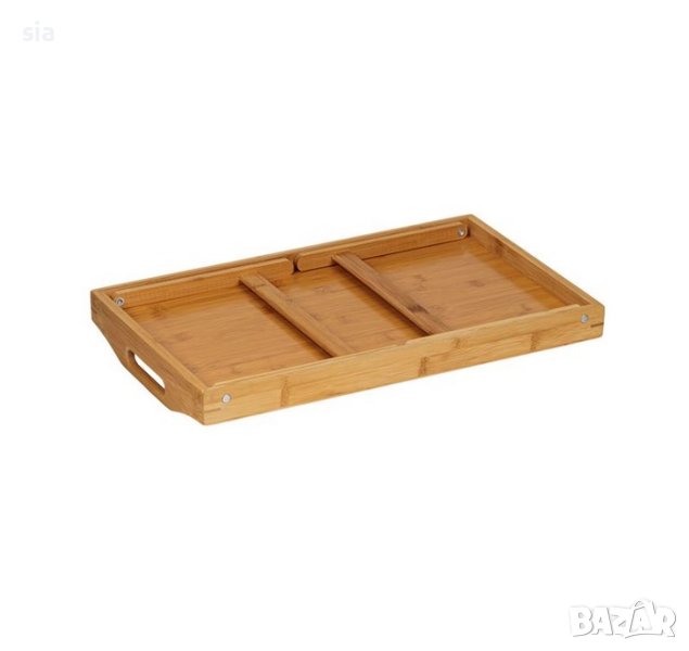 Сгъваема маса от бамбук, Помощна масичка, поднос, 50x30x22 см, снимка 1