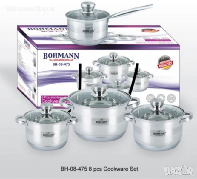 Комплект тенджери Bohmann 16см/18см/20см/22см, Неръжд.стомана, снимка 1