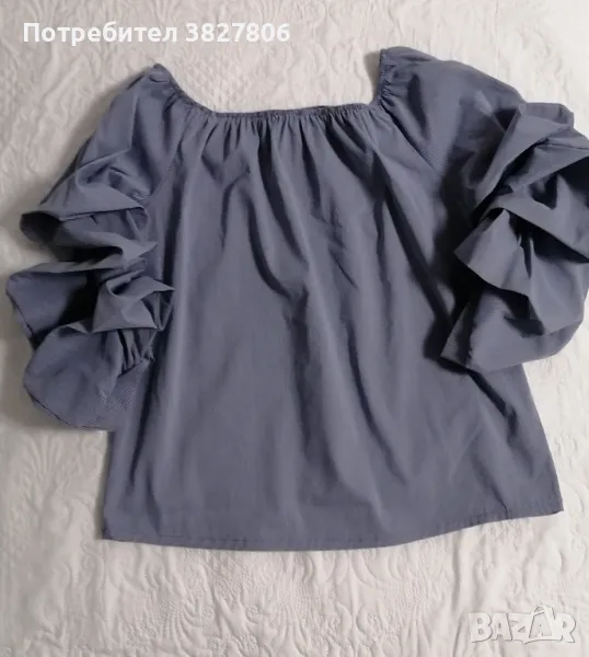 Пролетна блуза с голи рамене и бухнал ръкав., снимка 1