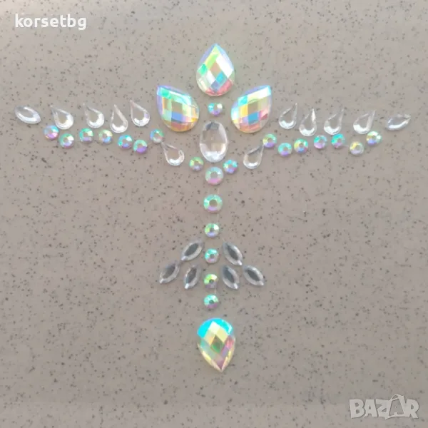 Декорация за тяло с акрилни кристали – блестящ акцент 6015, снимка 1