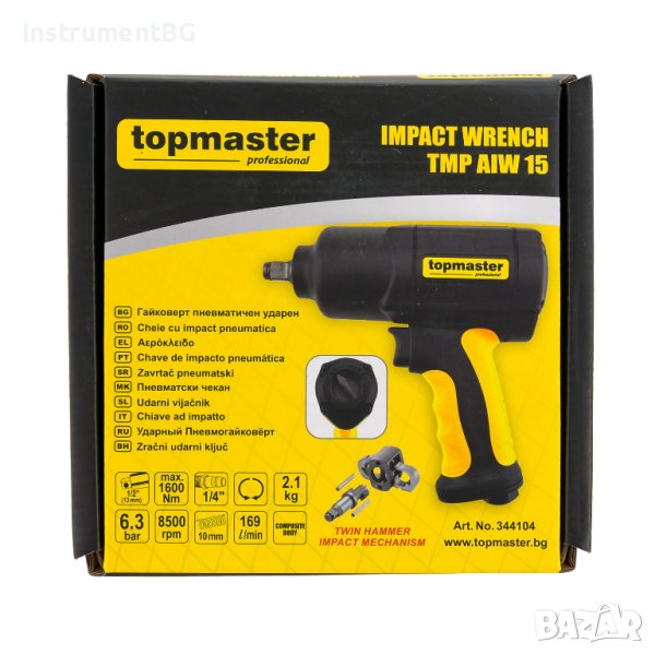 Гайковерт пневматичен ударен Topmaster Professional AIW15 / 1600Nm, снимка 1