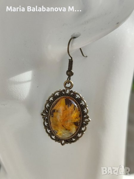 Обеци от епоксидна смола и естествени цветя., снимка 1