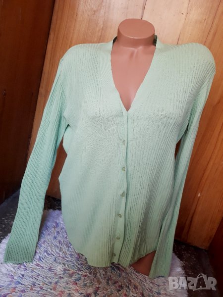 Светло зелена рипсена блуза тип жилетка с копчета Л/ХЛ, снимка 1