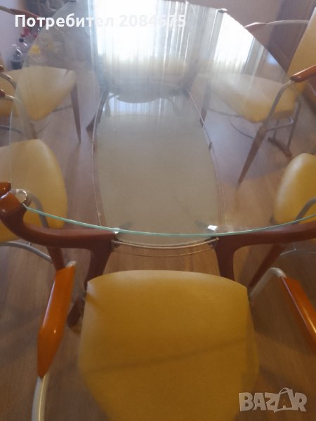 Кухненска маса с стъклен плот , снимка 1