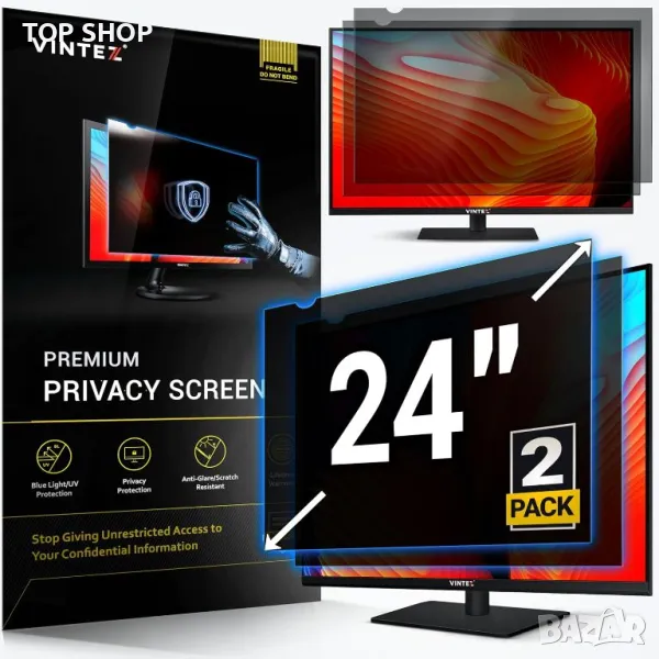 VINTEZ 24 инча 2 броя Филтър за поверителност на компютъра за широкоекранен монитор 16:9, снимка 1
