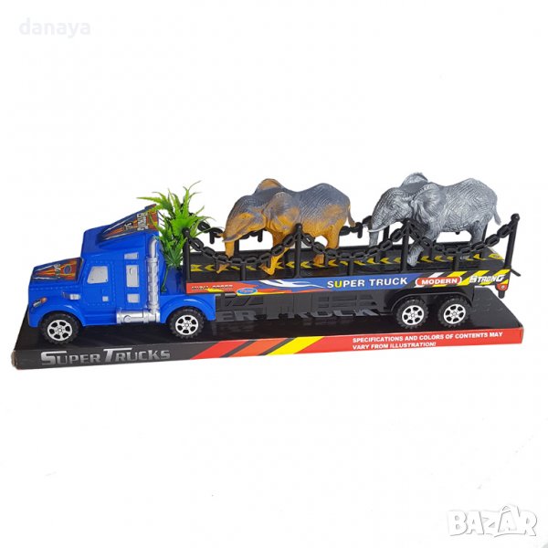 2899 Детска играчка камион с 2 слона, 38см, снимка 1