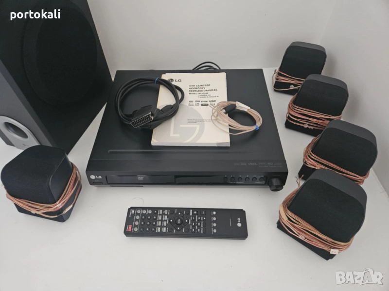 Аудио система домашно кино LG 5.1 дистанционно DVD USB FM + тонколони колони, снимка 1