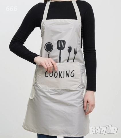Гумирана престилка за готвене в бежово-сив цвят, снимка 5 - Други стоки за дома - 52617407