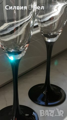 Комплект от 2 чаши за  Champagne Black Stem Luminarc- Vintage, снимка 9 - Антикварни и старинни предмети - 32316387