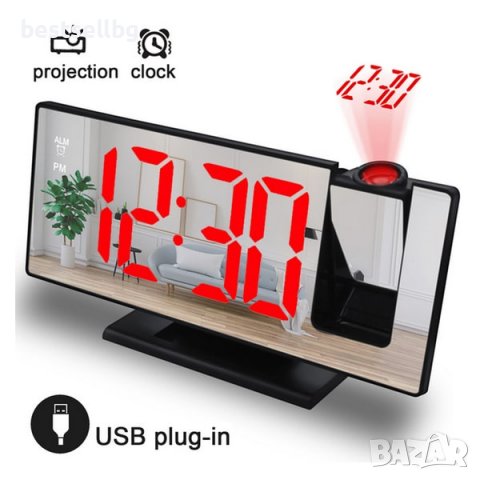 Настолен часовник с проектор светещ на тавана електронен с температура, снимка 9 - Други - 39984360