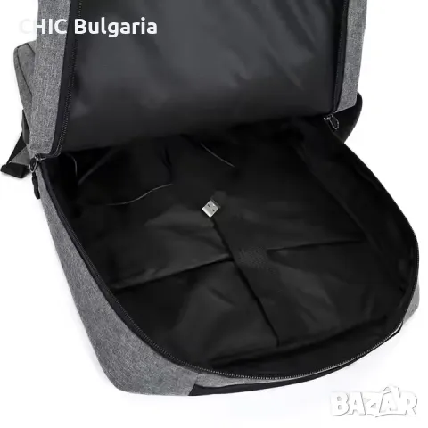 Голяма раница с USB порт – сив цвят, просторна и функционална + подарък шал - КОЛЕДНА ПРОМОЦИЯ, снимка 4 - Раници - 47437758