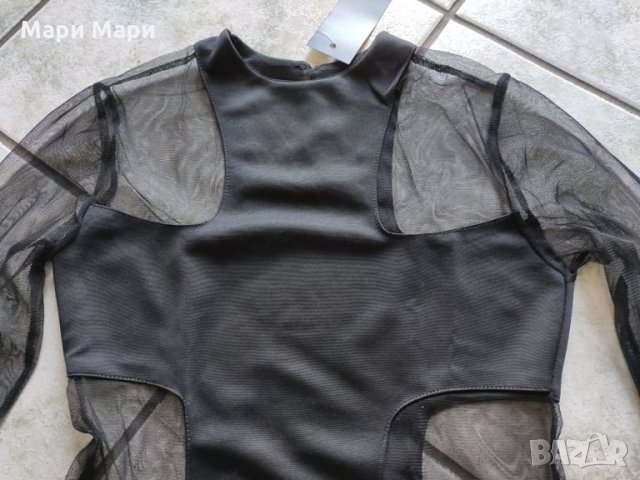 Рокля дълъг ръкав с тюл, снимка 3 - Рокли - 26235760