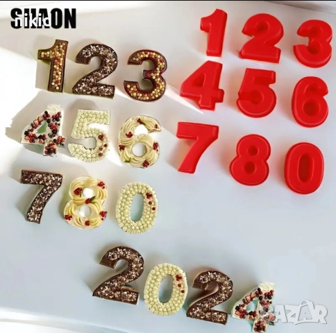 10 см 0-9 числа цифри цифра число силиконов молд форма калъп за кексче гипс шоколад и др., снимка 2 - Форми - 52900607