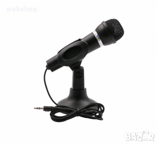 Настолен микрофон със стойка за компютър, лаптоп 3,5mm JACK 2m, снимка 1 - Микрофони - 35113093