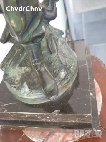 54см-14кг Moreau статуетка/стара френска бронзова скулптура/фигура на пожарникар с момиченце, снимка 9 - Антикварни и старинни предмети - 51320744