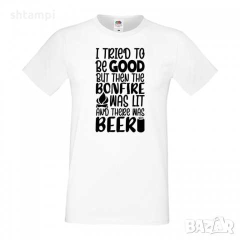 Мъжка тениска I Tried To Be Good But There Was Beer,Бира,Бирфест,Beerfest,Подарък,Изненада,Рожден Де