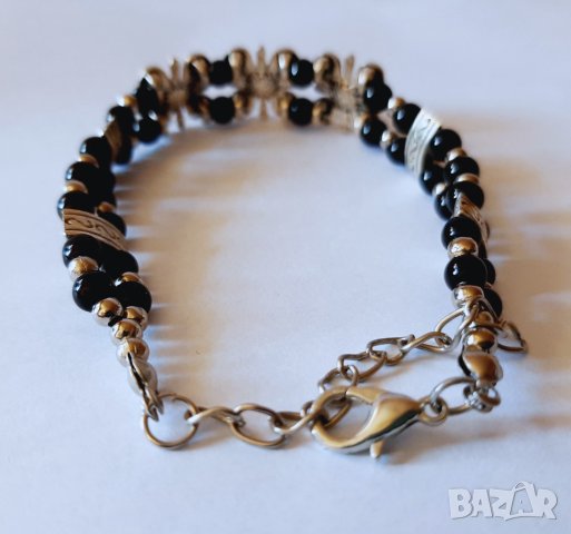 Гривна от тибетско сребро и мъниста, снимка 3 - Гривни - 43068405