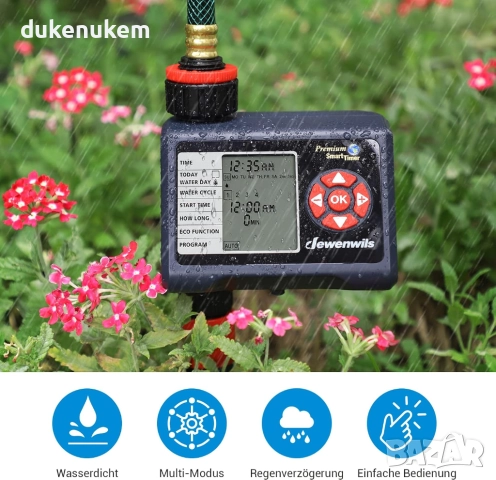 Автоматичен таймер за напояване, 4 поливки на ден, Rain Delay, Eco режим, ръчен старт, 1 вход, снимка 5 - Градински инструменти - 52412359