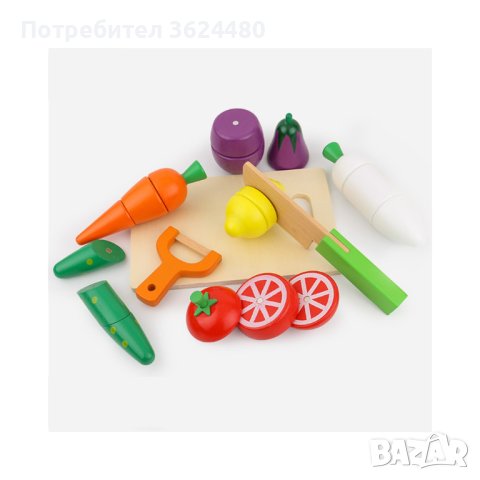 Дървени зеленчуци за рязане с магнит 3542, снимка 3 - Други - 40702531