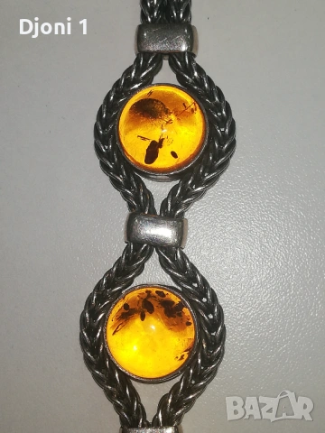 Винтидж сребърна гривна с кехлибар , снимка 12 - Антикварни и старинни предмети - 53607115