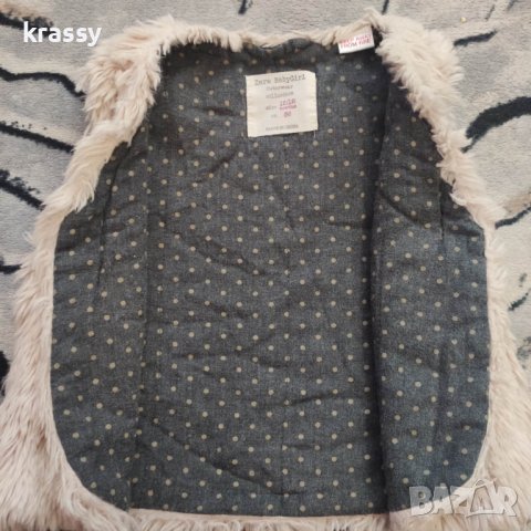 Детско пухено розово елече Zara (12-18 месеца), снимка 2 - Бебешки якета и елеци - 40759095