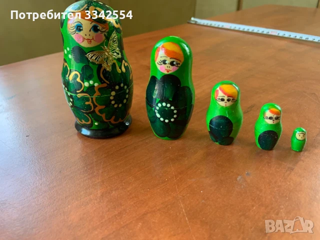 МАТРЬОШКА МАТРЬОШКИ КУКЛА ДЪРВО СТАРИННА-5 БРОЯ, снимка 1