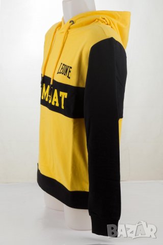 Мъжки суитшърт в черно и жълто марка Leone - L, снимка 3 - Спортни дрехи, екипи - 37602209
