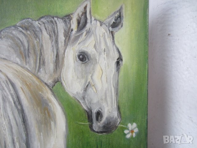 Кон с маргаритка, Art by MiMa, картина, oil on canvas painting