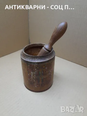 Старо Дървено Хаванче Хаван За Подправки И Други.